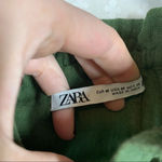 ZARA ‎ Green Ruffle Floral Embroidered Beaded Mock Neck Peasant Top Photo 2