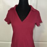 DARK PINK RIBBED COLLARED SHIRT PREPPY DRESS Photo 1