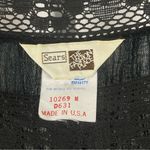 Vintage Sears Large 70's Muslin Lace Cottagecore Tiered Ruffle Maxi Dress Boho Black Photo 4