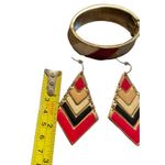 MCM Vintage  Bracelet & Earrings Red Cream & Black Women’s Costume Jewelry Photo 3