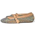 Bamboo  Sparkly Mesh Mary Jane Flats Women’s Size 11M Nude Beige Rhinestone Balle Photo 2