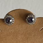 NWT Purple Crystal Stud Earrings Silver Photo 2
