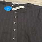 Cupshe NWT Black Woven RoundNeck Half-button Placket Long Sleeve Pull Over Shirt Photo 6