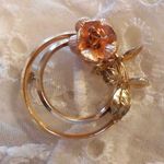 Krementz Darling  Rose / Flower Brooch Gold & Rose Gold Overlay Or Filled Photo 2