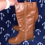 Wanted Lismore Tan Tall Boots With Strap & Stud Detail Inside Zip Size 8.5 Photo 2
