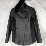 Boutique Ashley B Leather Shearling Wool Zipper Cowl Moto Biker Coat Jacket Black S $1795 Photo 6