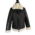 Michael Kors Michael  Shearling Trim Faux leather sleeves Puffer Jacket. SZ.L Photo 3