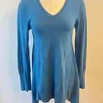 LOGO By Lori Goldstein  Blue Cotton Cashmere Asymmetrical Hem Sweater Size XXS Photo 2