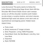 Lulu’s Always Celebrating Sage Green Satin Off Photo 4