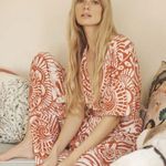 Anthropologie Orange Tropical Plunge V-Neck Tie Front Crop Top - S Photo 5