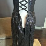 Womens Black Mermaid Fit Prom Party Formal Dress Sparkly Sequins Leg Slit Size 4 Photo 5