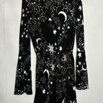 Ivyrevel Moon & Star Galaxy Space Galactic Print Bell Sleeve Deep V Mini Dress M Black Size M Photo 1