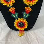 Handmade Sunflower Beaded Necklace and Earring Set Yellow Photo 1