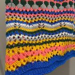 NWT THANNE Multicolor Striped Crochet Knit Unlined Halter Tie Mini Dress Yellow Size XS Photo 6