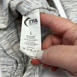 Zyia  Active Women Large Light Heather Grey Gray Split Back Long Sleeve Top Shirt Photo 2