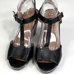 Torrid  T-Strap Peep Toe Woven Wedge Sandals Black/Tan-8W Photo 2