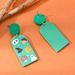 🌸 4 for $20 Halloween Skull & Hat Ghost Printed Clay Texture Acrylic Earrings Green Photo 3