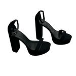 Charlotte Russe  Platform Heels Womens 9 Black Ankle Strap Faux Suede Open Toe Photo 1