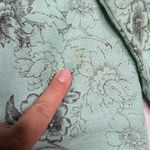 Vtg 1990s Comfy USA Mint Green Illustrated Floral Print Linen Button Up Top XL Photo 3