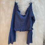 Urban Outfitters NWT off the shoulder blue smocked cropped shirt Photo 5