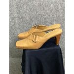 Worthington Leather Mule Heels Tan Buckle Square Toe 7.5M Y2K Minimalist Photo 1