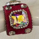 Pink rhinestone leather wide bracelet Photo 0