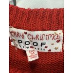 Poof New York Sweater Womens Medium Red Santa Ugly Christmas Pullover 3D Pom Pom Photo 2