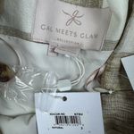 Gal Meets Glam  Bailey Gingham Linen Wide Leg Jumpsuit In Natural‎ Sz 2 NWT Photo 5