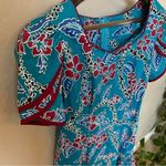 Hilo Hattie Hawaiian midi/maxi dress, turquoise and red, tropical print sz 14 Blue Photo 3