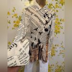 NWOT London Newspaper Print Blouse size L Size L Photo 4