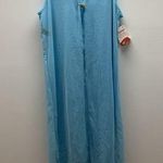 Zuliana Light Blue Mesh Cover Up With Front Button Closure. Made in USA New Size L Photo 0