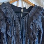 POL Lace Ruffle Lace Up Neck Bell Sleeve Mini Dress Photo 4