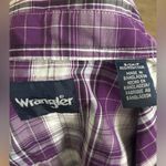 Wrangler  Pearl-Snap Shirt Purple Plaid Size Women’s Small - EUC Photo 4