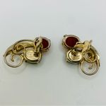 Vintage Burt Cassell Egyptian Revival Scarab Earrings 1/20 12K Gold Filled Red Photo 4