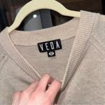 Anthropologie Veda x Reformation cashmere lamb leather sweater beige suede crewneck ribbed Photo 1
