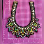 Nine West  Colorful Ethic Mesh Bib collar Maxi Beaded Statement Necklace 32” Photo 5