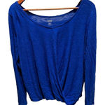 a.n.a . Cobalt blue long sleeve boat neck twist front blouse size large Photo 0
