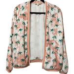 Current Air  Open Front Palm Tree White Pink Bomber Jacket Womens S Coconut Girl Photo 0