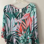Anne cole  Floral Tropical Oversize V-Neck Top in Green and Black XS Small Photo 2