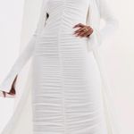 SER.O.YA. Ballor Ruched Midi Dress in White Size Gently Used Bridal Photo 0