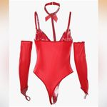 Elegant PU Leather Solid red Color Sexy Lingerie Suit For All Size M Photo 4