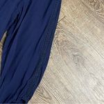 Solitaire  Midi Dress Women L Blue 3/4 Sleeve Crochet Lined Boho Rayon Keyhole Photo 3