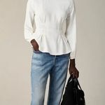 J.Crew  Shirred-Waist Drapey Blouse in Ivory Photo 0