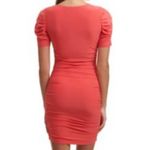 Guess  Dress NWT Ruched Bodycon Short Sleeve Mini Puff Sleeve Red Women's Large Photo 3