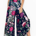 Victoria's Secret 2 piece Victoria’s Secret Floral Satin Open Side Slit Pant Pajama SET Size Small Photo 0
