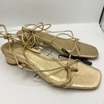 ZARA  gold gladiator strap sandals women’s Size 37/ 6.5 Photo 2