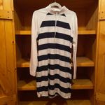 Tommy Bahama Tommy Bahama M Navy White Striped Quarter Zip Tunic Sweatshirt Dress Casual Photo 3