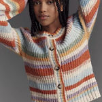Anthropologie Pilcro Ribbed Multi-Stripe Cardigan Sweater size M EUC Photo 0