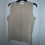 Calvin Klein Cream Sleeveless Embellished Blouse Photo 3