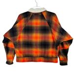 Urban Outfitters ‎ Outfitters Plaid Jacket Sherpa Collar Button Front Orange Black XS Grunge Photo 1